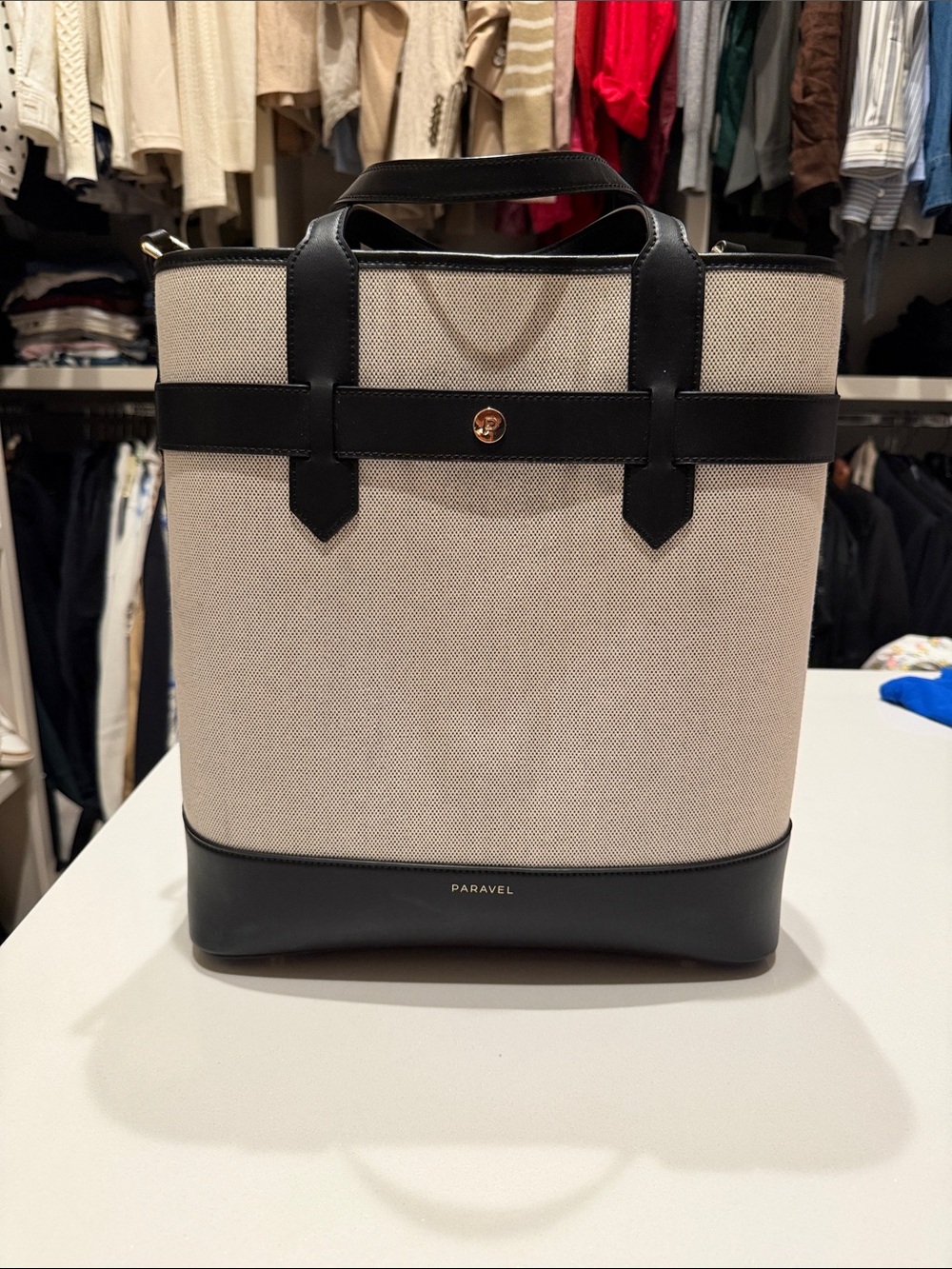 Paravel Travel Beige and Black Canvas travel bag